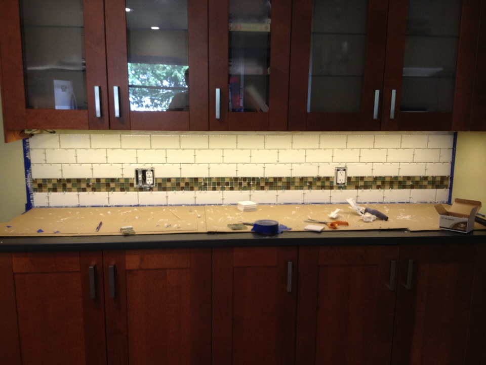 Our IKEA Kitchen Under lighting, and tile backsplash